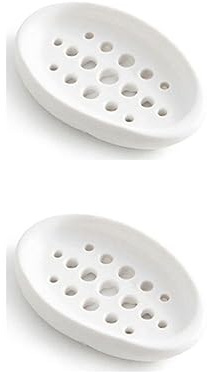 SEIWEI 2 Pezzi Portasapone in Silicone con Scolo e Spazzola per Vestiti, Bianco, per Cucina e Bagno, Ideali per Viaggi