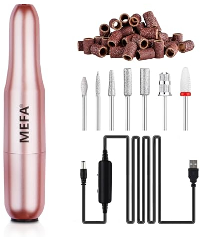 MEFA Torno para Uñas Profesional, 13 en 1 Torno para Uñas, 20000 Rpm Lima Electrica Uñas, Nail Drill Recargable USB para Uñas de Gel, Velocidad Ajustable Set de Manicura y Pedicura para Principiantes