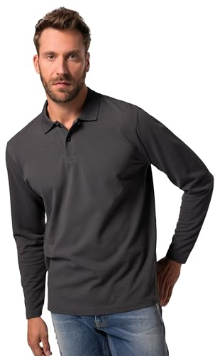JP 1880, herr, stora storlekar, pikétröja, basic, långärmad, piké, upp till 8 XL, skiffer, L