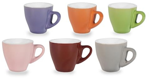 PALUPLUS Set 6 Tazzine Caffè in Porcellana da 80 ml, Tazze da Espresso con manico, Lavabili in Lavastoviglie, adatte per Microonde, FANTASIA MULTICOLOR -262
