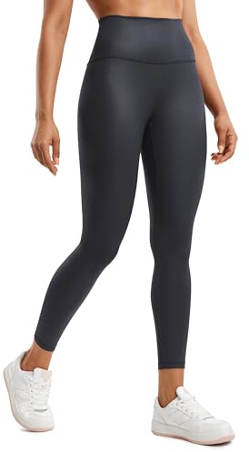CRZ YOGA Butterluxe Women's 25'' Matte Faux Leather Leggings - High Waisted Stretch Leather Trousers Pleather Tights Mysterious Grey Foil Pattern 14
