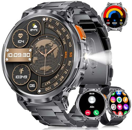 LIGE Smart Watch for Men Answer/Make Calls,1.85 HD Large Display Fitness Tracker with Flashlights,730mAh Smartwatch wtih Heart Rate Sleep Monitor 120+Sport Modes IP68 Waterproof for Android iOS