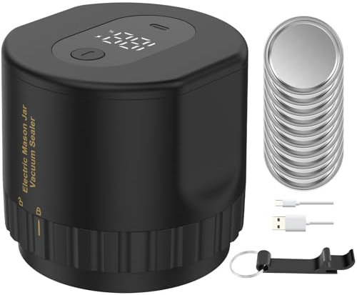 Envasadora eléctrica al vacío para vasos, tarro de vidrio ABS pequeño, buen sellado, sellador de latas totalmente automático con 10 tapas, máquina de sellado eficiente con pantalla digital LED