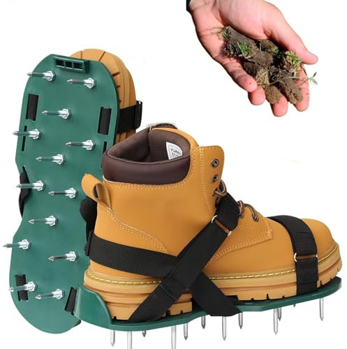 PENYUY Lawn Aerator Shoes Heavy-Duty Aeration Shoes for Lawn with Adjustable Straps Garden Spike Shoes with Grass Shoes Spikes for Easy Soil Aeration Universal Fit Grass Aerator Shoes for Lawn Care