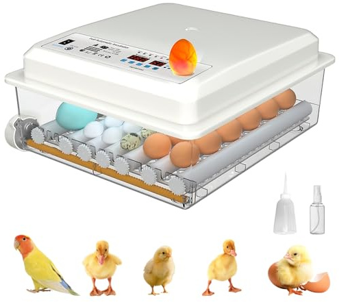 36 Hen Egg Incubators for Hatching Eggs, Incubator for Eggs with Automatic Turning Humidity Display and Automatic Temperature Control, Dual Power Supply Design Incubator for Chicken Duck Goose