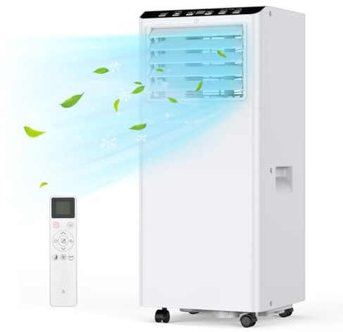 Portable Air Conditioner Silence 9000 BTU 3 In 1 Cooling Ventilation Dehumidification 2 Speed Fan 24 Hour Timer Remote Control Mobile Air Conditioning Silent