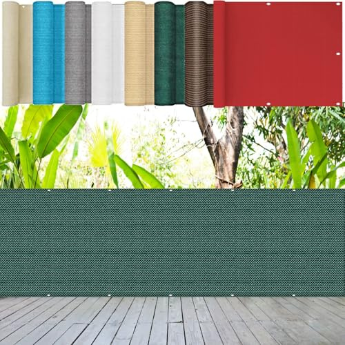Pantalla de Balcón 130 x 750 cm 220G/M² Densidad HDPE UV Protección Transpirable, Fácil Instalación Pantalla HDPE para Balcón para Jardín, Vayas O Piscina, Verde Oscuro