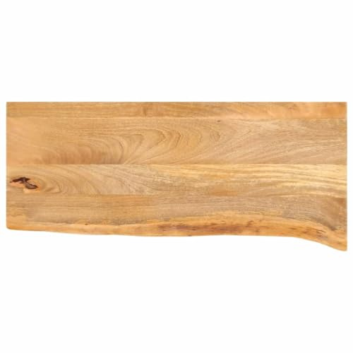 Hoopleep Massives Mangoholz Tischplatte mit Baumkante, 80x20x3,8 cm, Holztischplatte für Schreibtisch, Esstisch, Küchentisch, Theke, einzigartige Holzmaserung