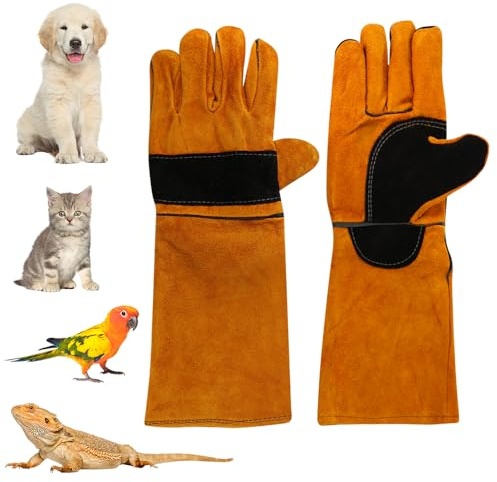 ASOUUNLD Guantes de Trabajo Antimordeduras, Guantes de Manipulación de Animales a Prueba de Mordeduras Anti-Mordidas Guantes para Manejo de Animales para Manipular Perros/Gatos/Serpientes/Lagartos