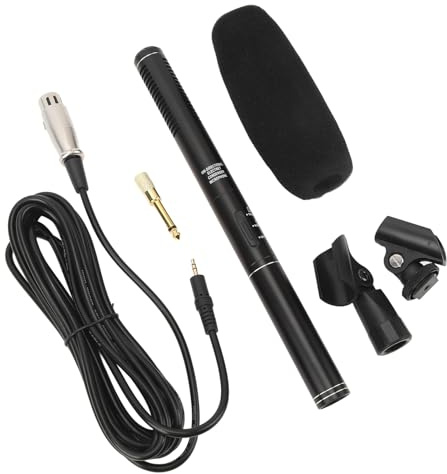Sorandy Microphone à Condensateur XLR pour Fusil de Chasse, Mini-Micro Professionnel à Condensateur Cardioïde pour Télévision, Journaliste, Interview, Extérieur, Intérieur, Alliage D'aluminium