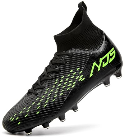 Mokayu Scarpe da Calcio Alte da Uomo All'aperto Sportivo Spikes Teenager Training Scarpe da Calcetto per Sport Indoor Scarpe Sportivo Unisex Nero EU 45
