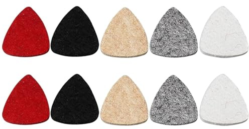 10 Pcs Plectrums,Wool Texture Ukulele Felt Picks,Felt Oiseless Guitar Picks,Soft Resistant Gultar Plectrums,Multiple Colors,for Your Electric Acoustic Guitar Plectrums(White, Yellow, Red, Purple, Grey