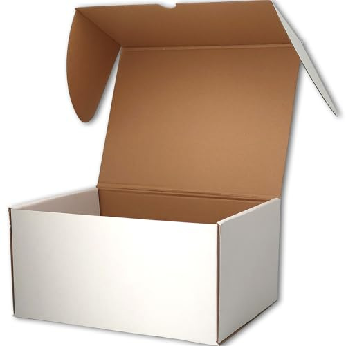 Cenoid Kartong förpackning förpackning 30 x 25,4 x 15 cm stor storlek, set med 15 postpresenter fraktlådor (vit)