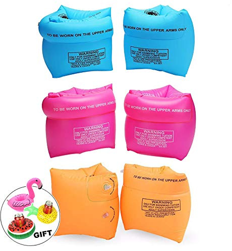 PVC Arm Floaties for Kids 6-12yrs, Inflatable Swim Arm Bands Water Wings Floater Sleeves Swimming Rings Tube Armlets for Kids Toddlers Adults 6 Pack Inflatable Arm Swimmies