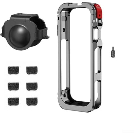 Gabbia per fotocamera, per Insta360, per X5, custodia protettiva in lega di alluminio con manopola a sgancio rapido, copriobiettivo in silicone e protezione antivento per microfono, per audio esterno