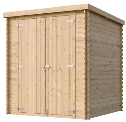 TIMBELA M309C1 Caseta de Jardín de Madera 3,53 m², Cobertizo Exterior para Bicicletas y Herramientas, Caseta de Almacenamiento con Paredes de 19 mm, Puertas Dobles, Sin Suelo