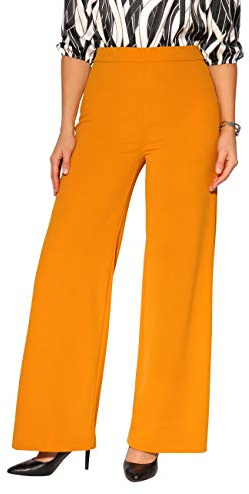 KRISP Pantaloni Eleganti da Donna Chino, Palazzo o Colpo, Lavoro e Ceremonia, Senape, 46, 3094-MSTD-18