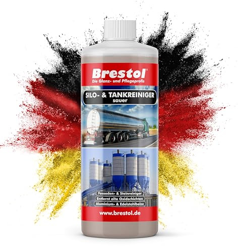 BRESTOL® Limpiador de silo y depósito, ácido, 1 litro, concentrado – mancha de acero inoxidable, tinte de aluminio, limpiador de fachadas, limpiador de piedra, activador de aluminio