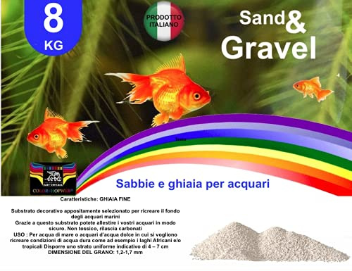 SABBIA BIANCO NATURALE PER ACQUARIO IN SECCHIELLO RIGIDO (KG 8, BIANCO)