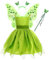 Tinkerbell Blumenfee Kostüm Mädchen Kinder Feen Verkleidung kostüm Tutu Kleid Halloween Cosplay mit Schmetterlings flügeln Zauberstab Stirnband Fasching Karneval Mottoparty Ankleiden Grün 4-5 Jahre