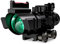 ToopMount 4x32 Zielfernrohr Dot Sight Rot Grün Blau 3 Farben Absehen 3 Level Fit 20mm Picatinny/Weaver Rail mit Duble Side Rails Fiber Iron Sight