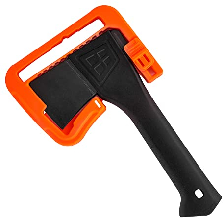 Mivos Camping Beil Axt 580 g mit Klinge aus Kohlenstoffstahl und Glasfaserstiel - Länge 23 cm - Handliche Universalaxt mit Transportschutz - Freizeitbeil für Garten Survival Outdoor