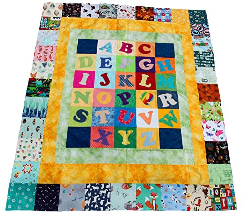 Alphabet Quilt Kit, Colorful Patchwork Design with A-Z Letters, Sewing Kit (Boys)