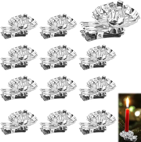 30 Stück Baumkerzenhalter, SCHYIDA Weihnachtsbaum Kerzenhalter Silber Metall Kerzenhalter Christbaum Kerzenhalter Weihnachtsbaum mit 10-15 mm Innendurchmesser Baumkerzen Halterung für Weihnachtsbaum