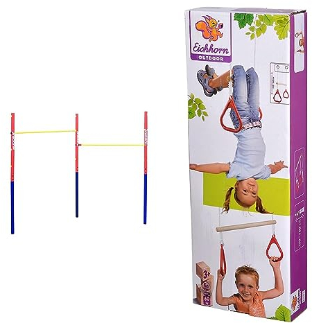HUDORA Turnreck Fabian - Reckstange Outdoor - Reck für den Garten & Eichhorn - Outdoor 2 in 1 Turnset, Schaukel und Trapez in einem