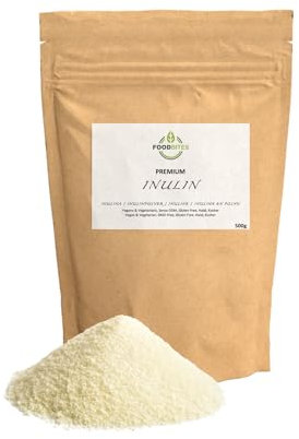 Food Bites Inulina a Catena Lunga Excellence 500g - Inulina di Cicoria in Polvere pura al 100% - Fibra Prebiotica per Ridurre l'apporto Calorico dei Cibi