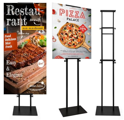Floor Poster Board Stand, Double-Sided for Board & Foam Sign, Adjustable Metal Sign Holder, Height Up to 82Inches Poster Stand for Display Pedestal Sign Stand (1 Pack Poster Stand)
