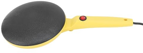 Crepiera Elettrica Gialla Padella Elettrica Antiaderente Portatile 8 Pollici per Pancake, Omelette, Colazione in Cucina (Spina europea 220V)