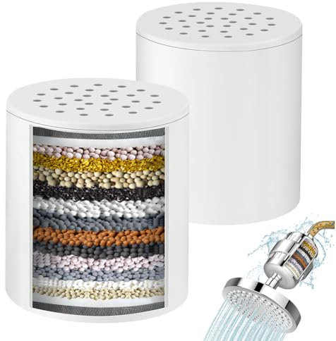 AOOTE Cartucho de repuesto de filtro de ducha de 36 etapas, paquete de 2 cartuchos de repuesto universales para purificador de agua dura, cartucho de filtro de agua para cabezal de ducha, elimina