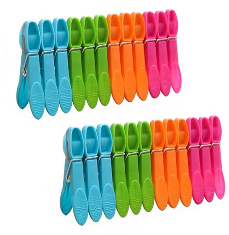 Clothes Pegs, 48 Packs Plastic Clothes Pegs for Washing Line, Strong Grip Washing Line Pegs with 4 Colors, Rust Resistant Laundry Pegs Non Slip Laundry Clips for Home Garden Indoor & Outdoor