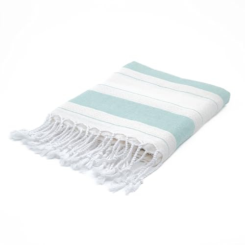 BERCA HOME Ephesus Turkish Beach Towel – Lightweight, Quick Dry, Sand Free – 100% Cotton Peshtemal Hammam & Bath Towel – 90x190 cm – Soft & Compact for Spa, Travel, Gym, Yoga, Camp, Picnic (Aqua)