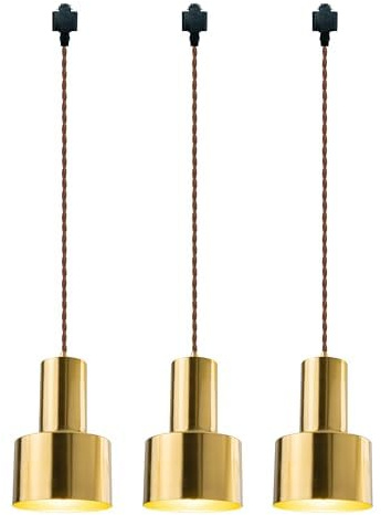 FSLiving TB0564 - Sistema de rieles led (1 fase, iluminación interior con riel de alto voltaje de 100 cm, E27, máx. 60 W, sistema de suspensión con 3 lámparas colgantes)