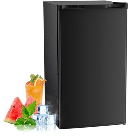 Antarctic Star 3.2 Cu.Ft. Mini Fridge with Freezer, Small Refrigerators with Adjustable Thermostat, Low Noise, Energy Saving, Compact Refrigerators for College Dorm, Office, Bedroom, Apartment, Black