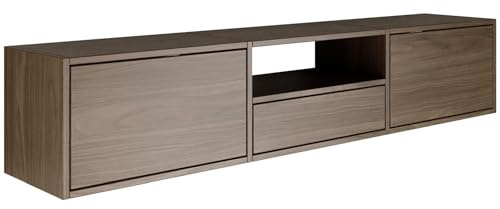 Selsey Mueble bajo para TV, Color Nogal Wisconsin, Moderno, 150 x 30 x 30 cm (Ancho x Profundidad x Alto), Mueble de TV para salón, Armario con Solapas, Empuje para Abrir, Armario bajo para Colgar en
