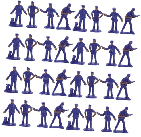 FRCOLOR 50 pezzi Figurine Poliziotto Miniature in Plastica Resistenti per Decorazioni Giardino e Paesaggio Modelli Policeman per Tavolo Sabbia e Scenari Educativi