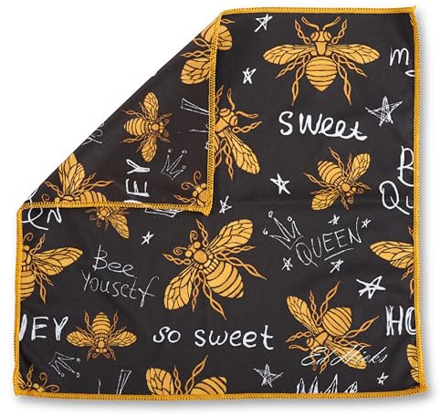 Ed Hicks | Illustrated Gift of an XL Premium Microfibre TV Screen and Glasses Cleaning Cloth - 30x30cm - for Cleaner Glasses, TV Screens, Tablets, Laptops etc ⭆ Anti-static (Bee)