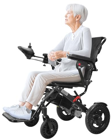 Reheyre Sillas de ruedas eléctricas para adultos, ligeras, plegables, rango de 13 millas, 500 W, motores duales, silla de ruedas motorizada plegable para personas mayores, soporta 265 libras con