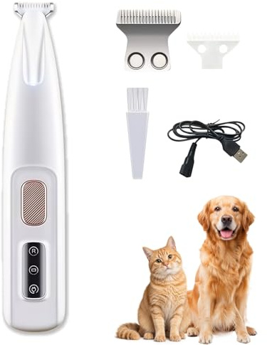 Chatinou Tondeuse de Précision pour Chat, tondeuse chat silencieuse 35db, lames douces sûres, rechargeable usb, autonomie 2h, ipx4, 120g légère, toilettage précis zones sensibles