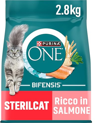Purina ONE Bifensis Crocchette Gatto Sterilizzato Salmone, Sacco da 2,8kg