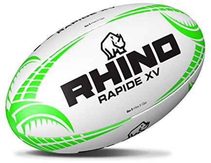 Rhino Rapide XV Rugbyball, Weiß/Grün, Größe 4, RRBRW4
