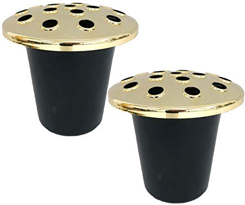 Widdle Celebrations Memorial Graveside Flower Vase Insert Black with Gold Lid - 2 x Vases