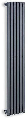 Besoa Delgado 120x25 Radiator - tubular radiator, 6 vertical fins, 2-in-1: middle or side connection / 1/2 connections, wall installation, 508 W/max. 70°C/max. 10,1 bar, Slim, 4-10 m², Grey