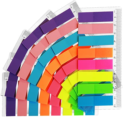 FANDAMEI 960 Feuilles Notes Autocollantes Marque Page Adhesives Colorés Accrocheurs avec 12 cm de Mesure Notes Repositionnables Marqueurs Adhésifs Marqueur de Page Feuillets Autocollants