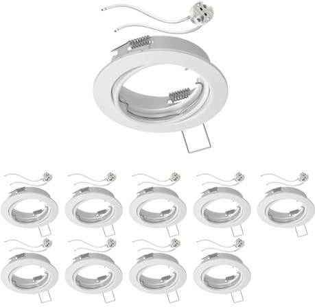 ledscom.de 10x tak infälld ram FERE infälld ram vit vridbar (LED/Halogen/MR16/50mm) inkl. GU5,3 uttag