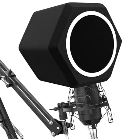 Microphone Wind Shield Pop Filter Microphone Isolation Ball, Acoustic Filter for Record Studios Mic, Sound-Absorbing Foam Five-sided Seal Design to Effectively Reduces Noise and Reflections