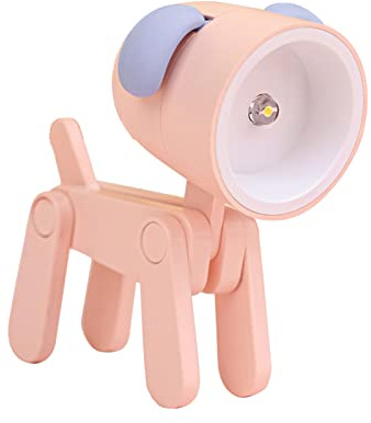 SUFUBAI Cartoon Mini DIY Cute Dog LED Desk Lamp Portable Adjustable Night Light Eye-Protection for Home Office College Dorm Room Girls Boys Decor Gift (Pink)